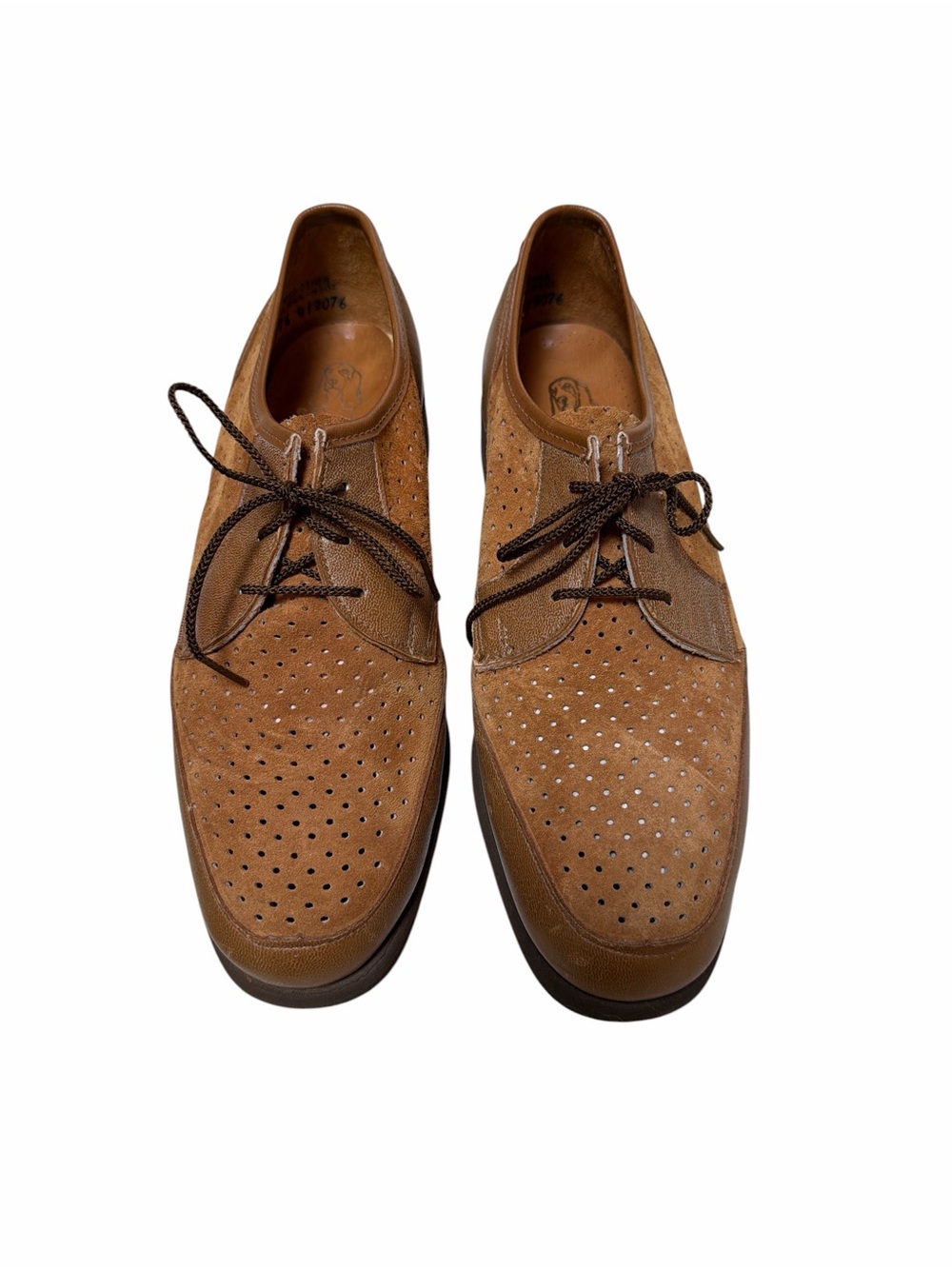 Hush Puppies Vintage Leather Oxfords Men’s 7M Brown Perforated Lace Up Shoes - Picture 13 of 15